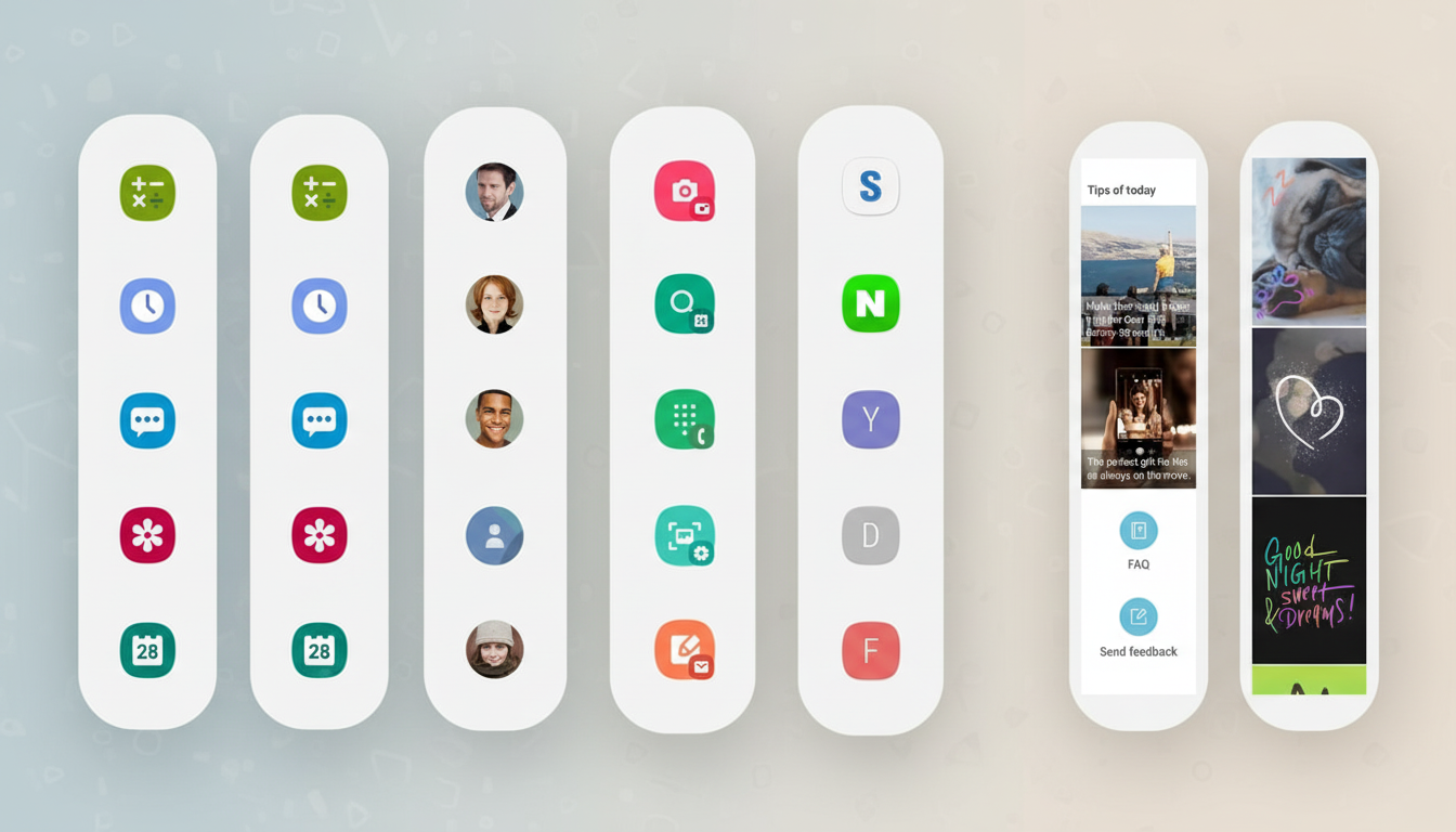 Samsung Edge Panels show app shortcuts and split-screen tools for multitasking on Galaxy phone