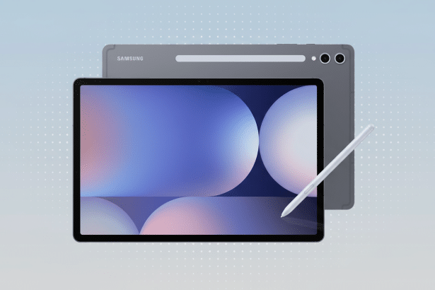 Samsung Galaxy tablet with S Pen and soft patterned background. Filename : samsunggalaxy tablets