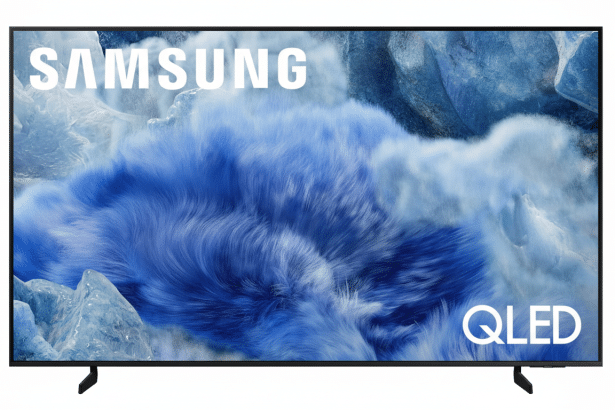 A professional , enhanced image of a Samsung QLED television .