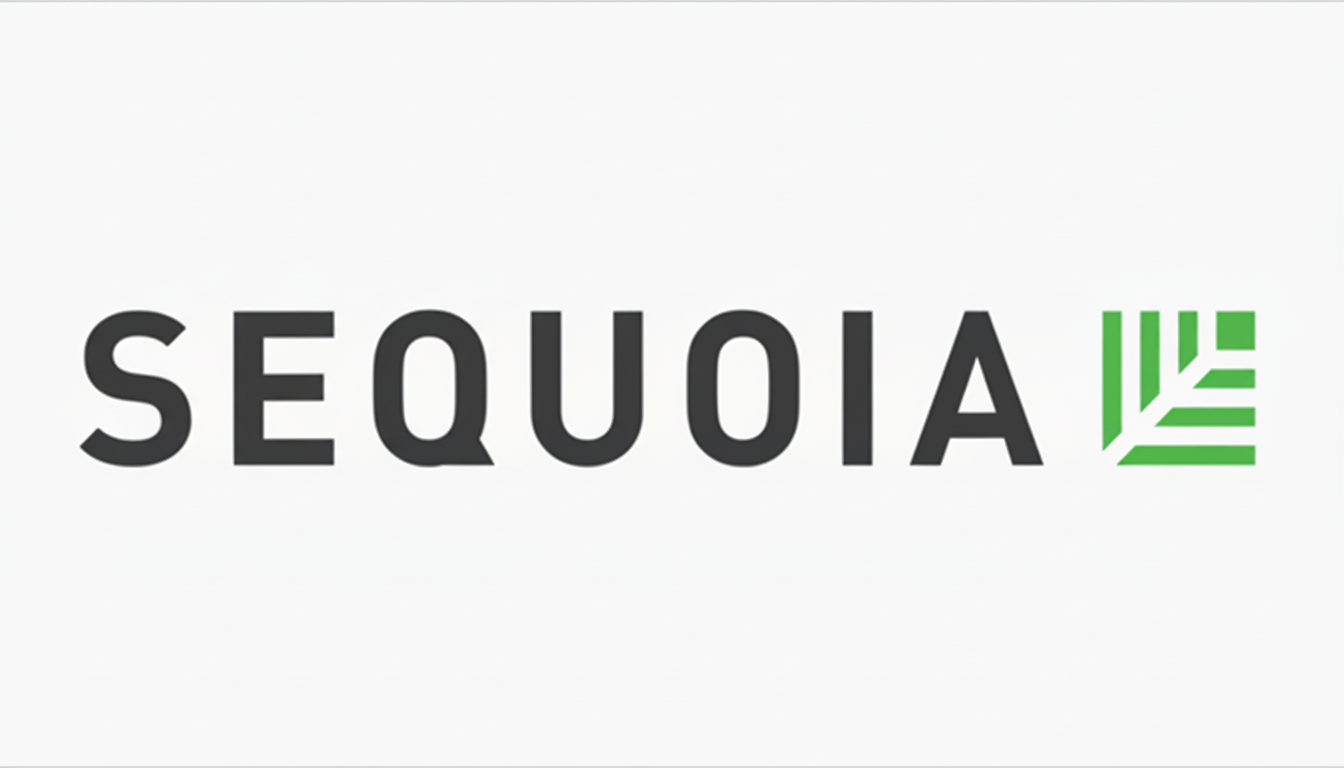 The Sequoia logo, featuring the word SEQUOIA in dark gray text next to a stylized green leaf icon, presented on a light gray background with a 16:9 aspect ratio.