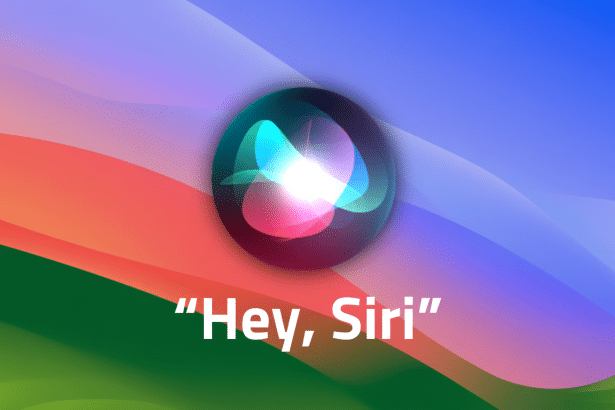 S iri logo with Hey, Siri text on a colorful background. Filename : hey siri logo. png