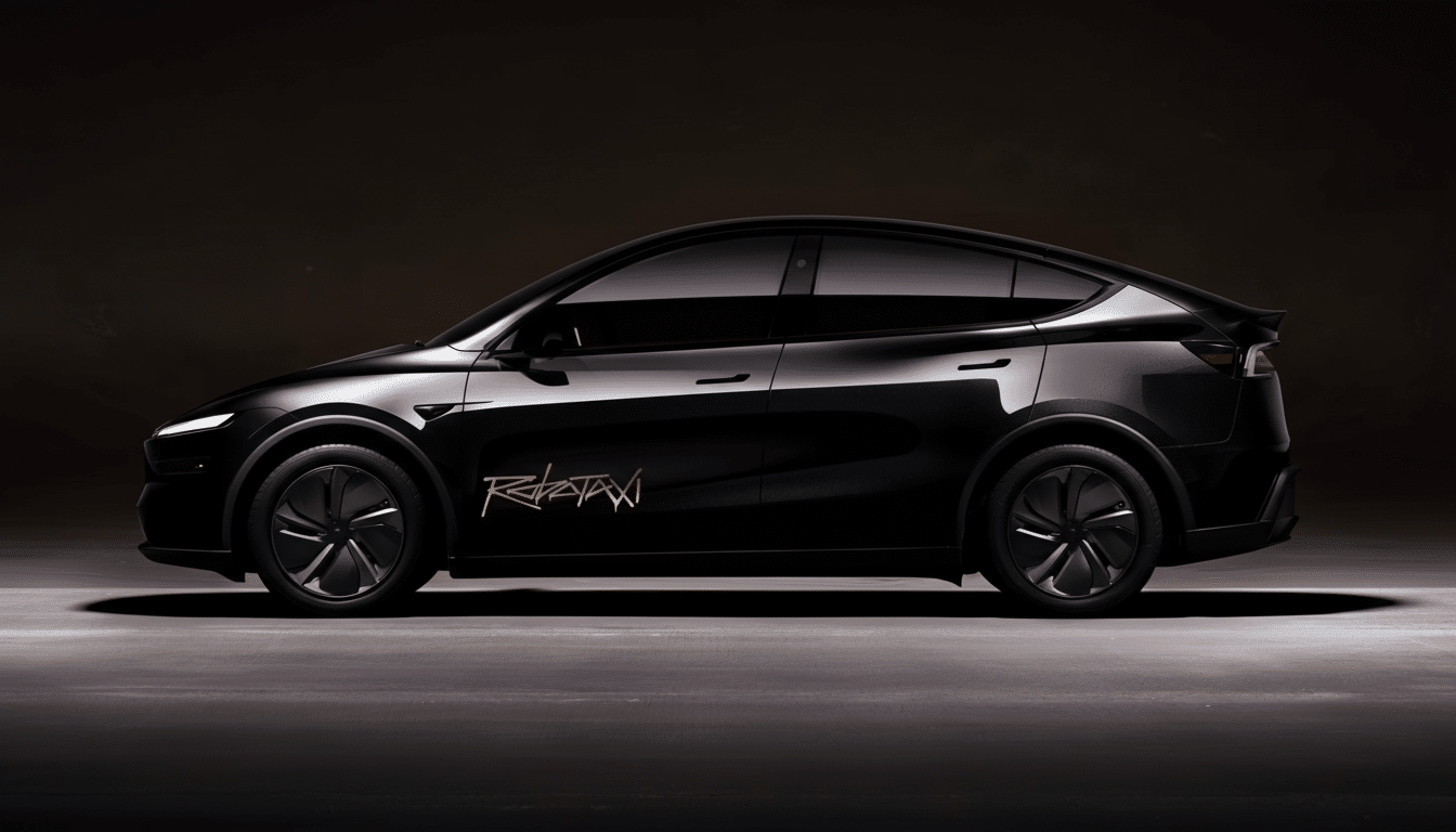 A professional, enhanced image of a sleek black car with gold lettering on the side, resized to a 16: 9 aspect ratio, maintaining its original dark ba