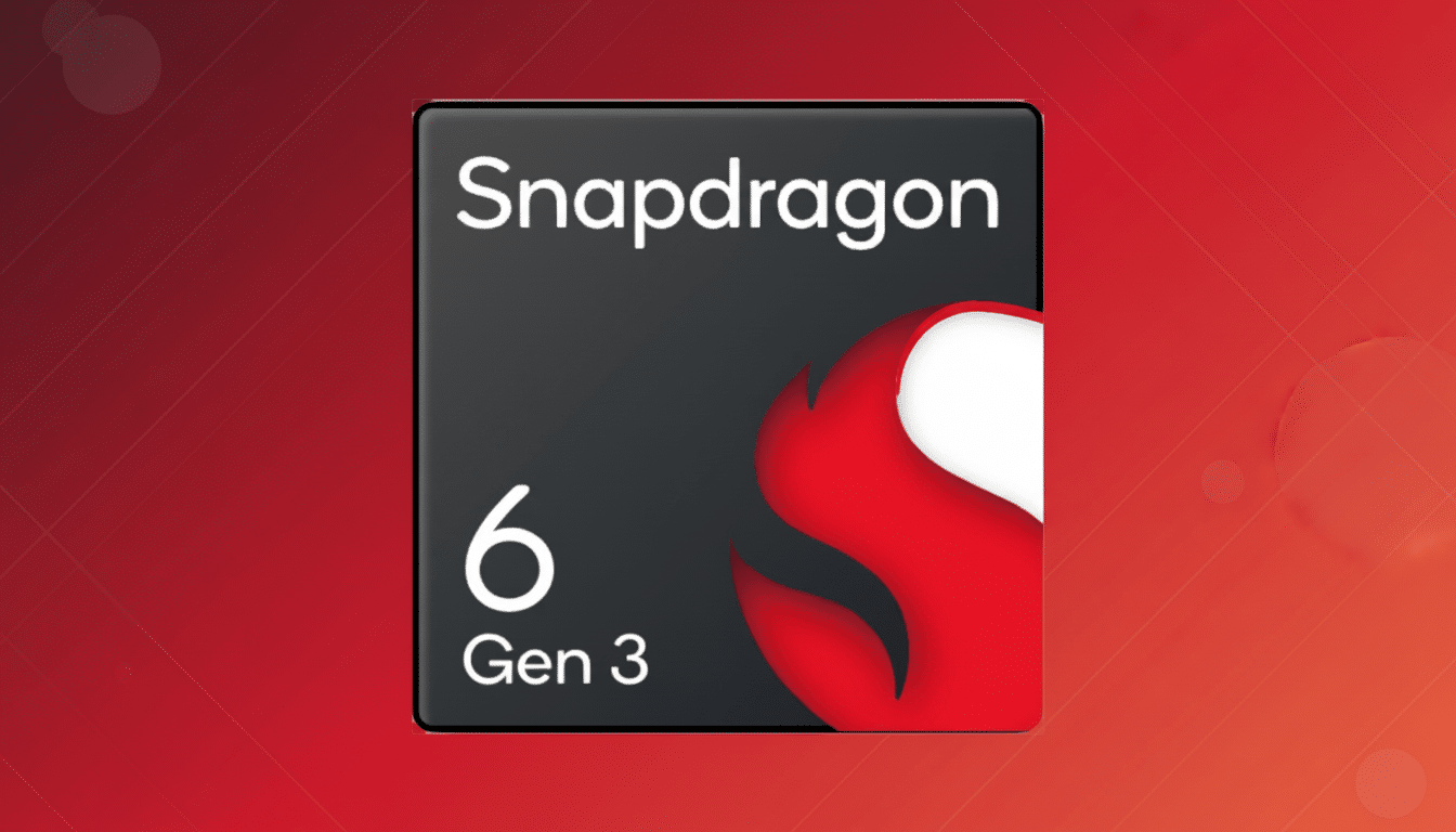 Snapdragon 6 Gen 3 logo on a modern, subtle red gradient background with soft geometric patterns.