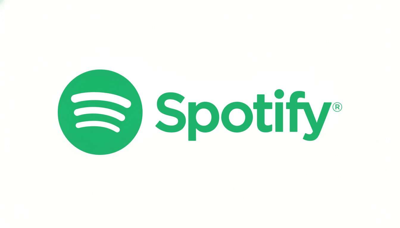 alt text= The Spotify logo in green on a white background, resized to a 16: 9 aspect ratio. fil