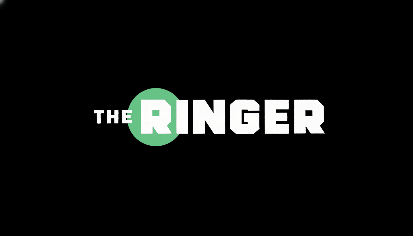 lt text : The Ringer logo in white text with a green circle behind the ' R', set against a black bac