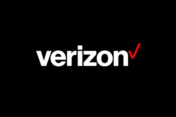 The Verizon logo, featuring the word ver izon in white lowercase letters with a red checkmark on a black background, resized to a 16: 9 aspect ratio.