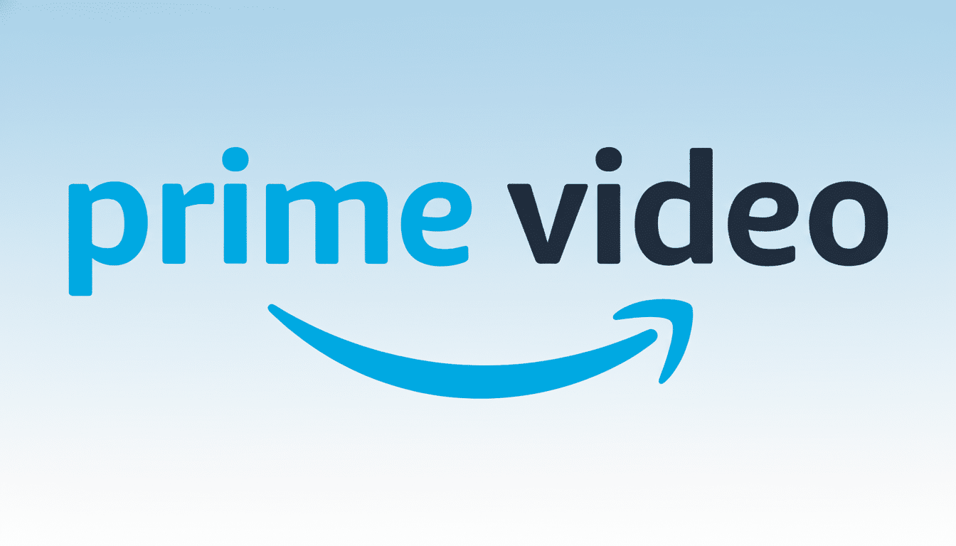 The Prime Video logo, featuring prime in light blue and video in dark grey, with a light blue Amazon smile swo osh underneath, all set against a profe