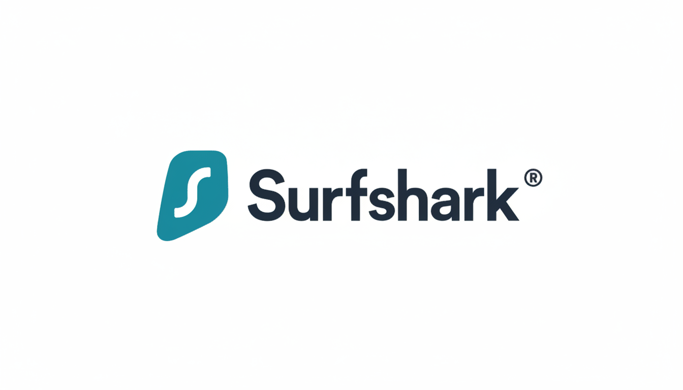 The Surfshark logo, featuring a teal, stylized S icon next to the word Surfshark in dark blue text, presented on a clean white background.