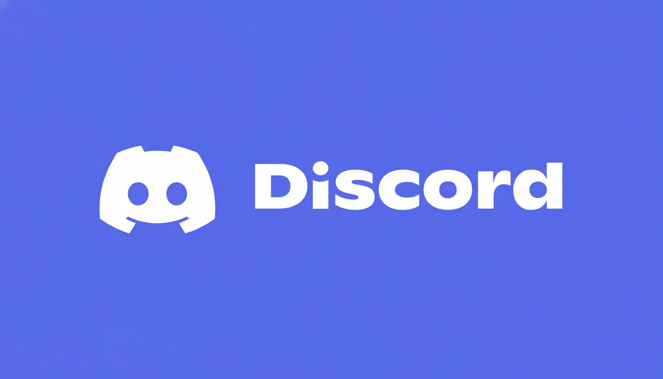 The Discord logo and word mark in white against a solid blue background, resized to a 16: 9 aspect ratio.