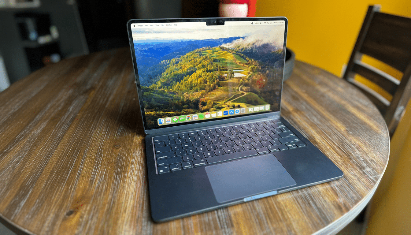 MacBook with Amazon Prime sale banner and deal price tags