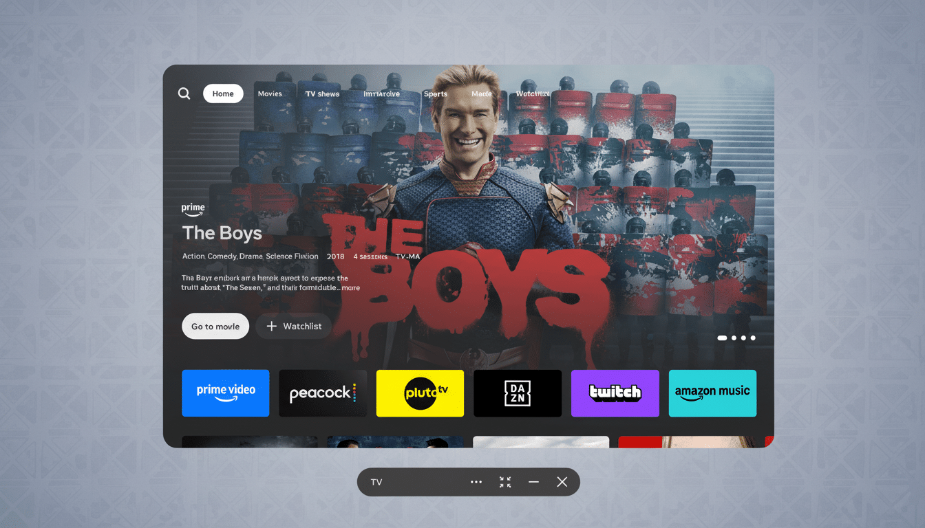 This image shows an app interface with The Boys series highlighted, featuring the main character