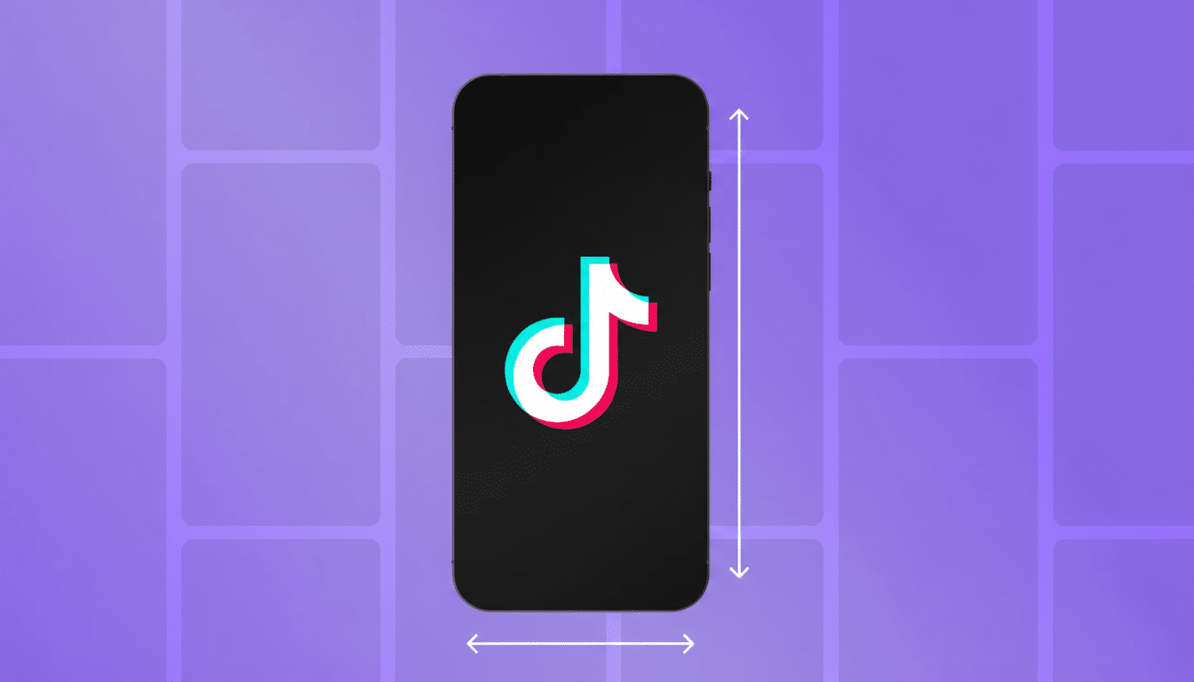 A smartphone displaying the TikTok logo on a purple background.