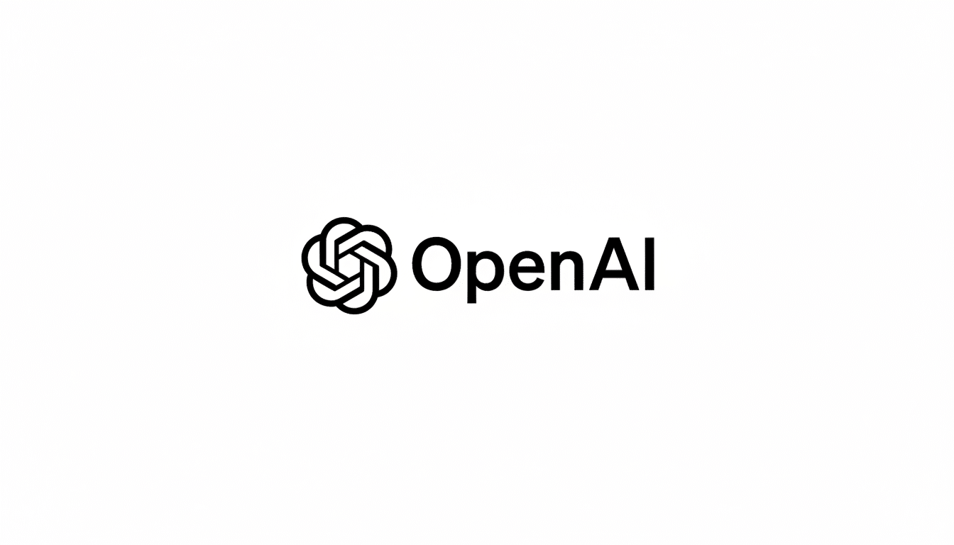 The OpenAI logo, featuring a stylized , abstract geometric knot - like icon to the left of the word OpenAI in a clean , modern sans-serif typeface , presented on a white background with a 16:9 aspect ratio.