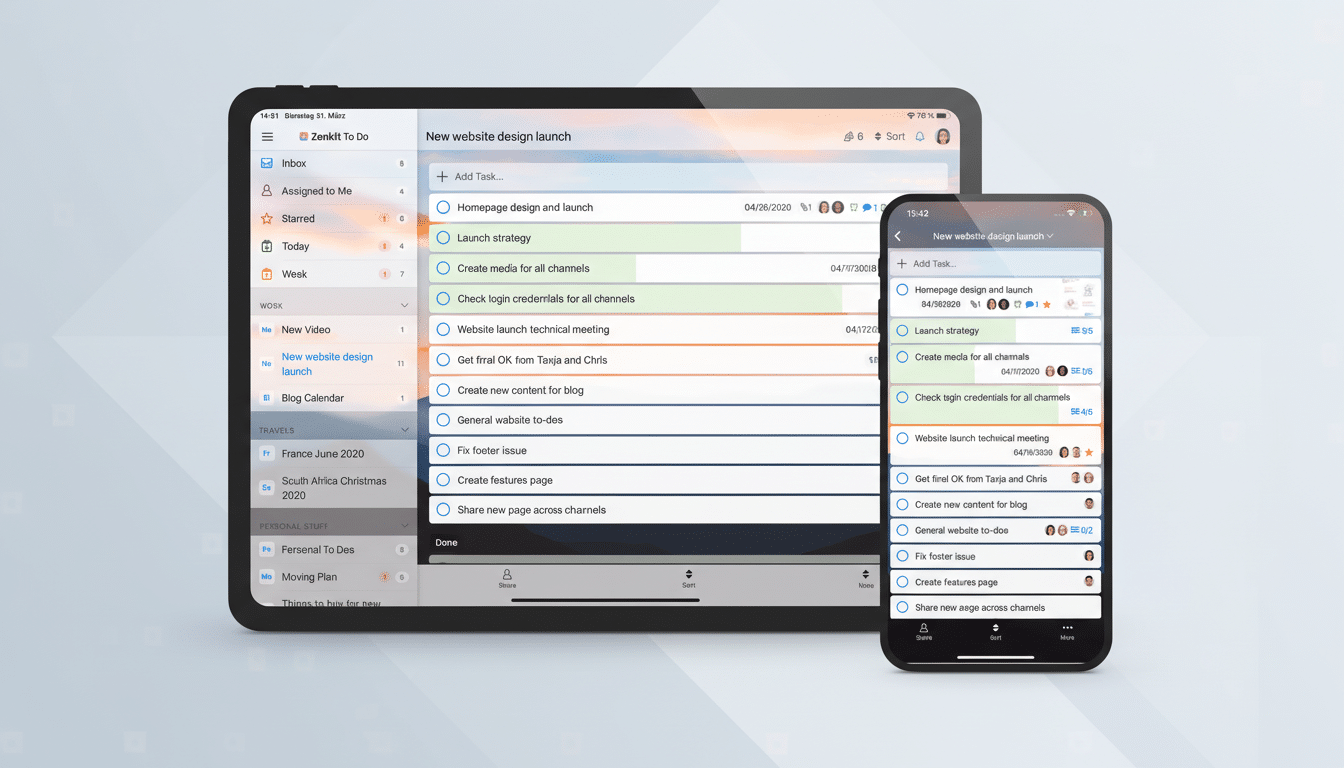 Zen kit To Do app displayed on a tablet and a smartphone with a clean , professional background.
