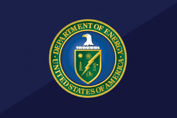 Official seal of the United States Department of Energy on a dark blue background .