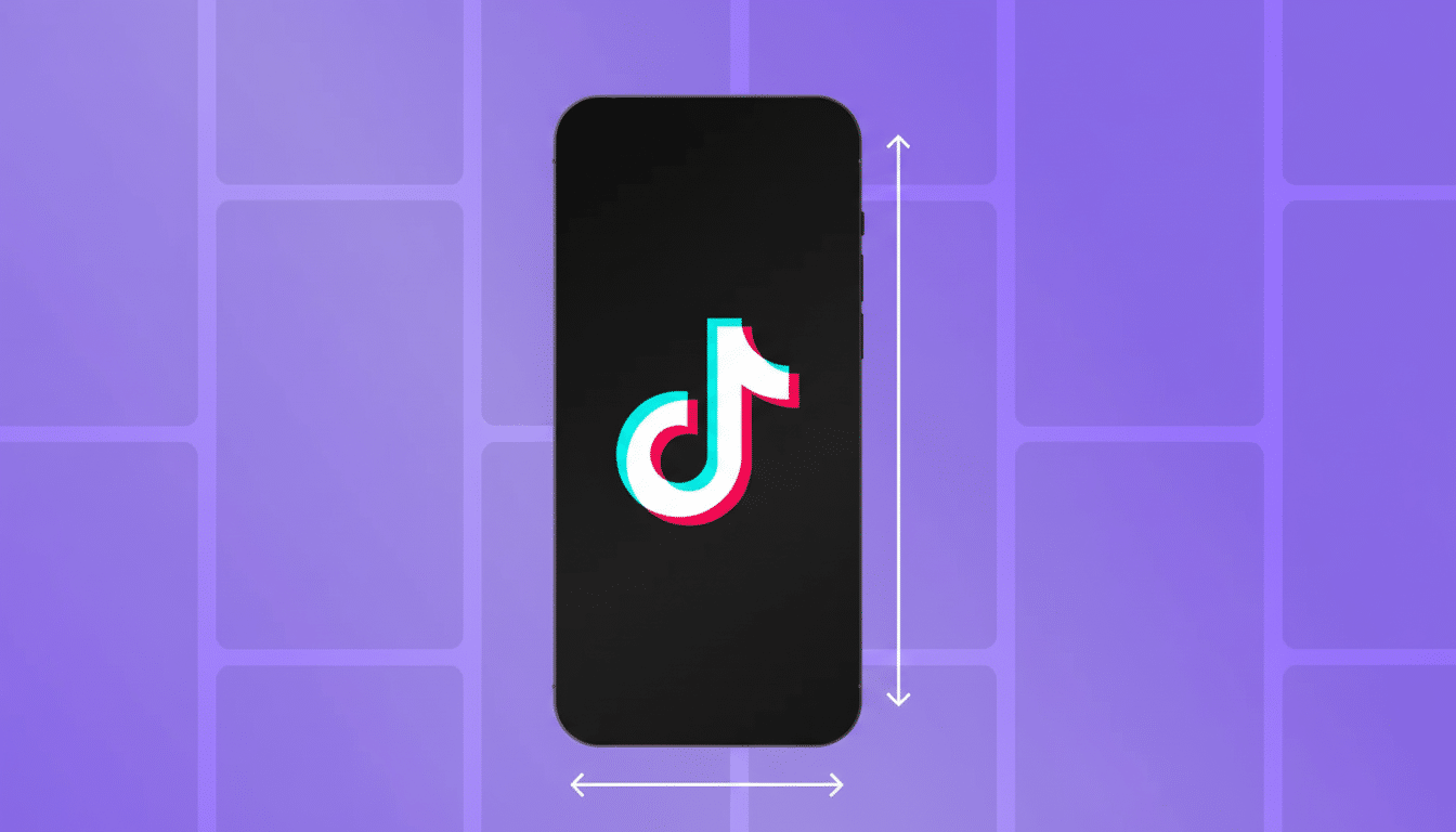 A professional flat design image showing a smartphone with the TikTok logo on its screen, set against a background of soft purple tiles .