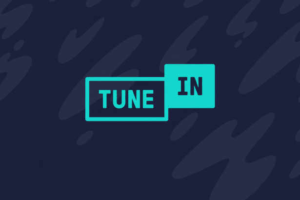A professional 16:9 aspect ratio image of the TUNE IN logo. TUNE is enclosed in a teal outline box , while IN is in a solid teal box, set against a dark blue background with subtle, abstract patterns.