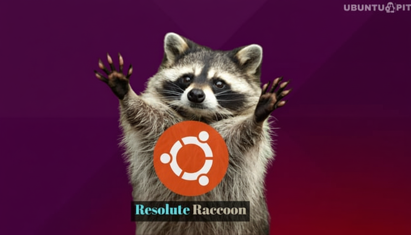 A raccoon with the Ubuntu logo on its chest, standing on a purple and black gradient background.