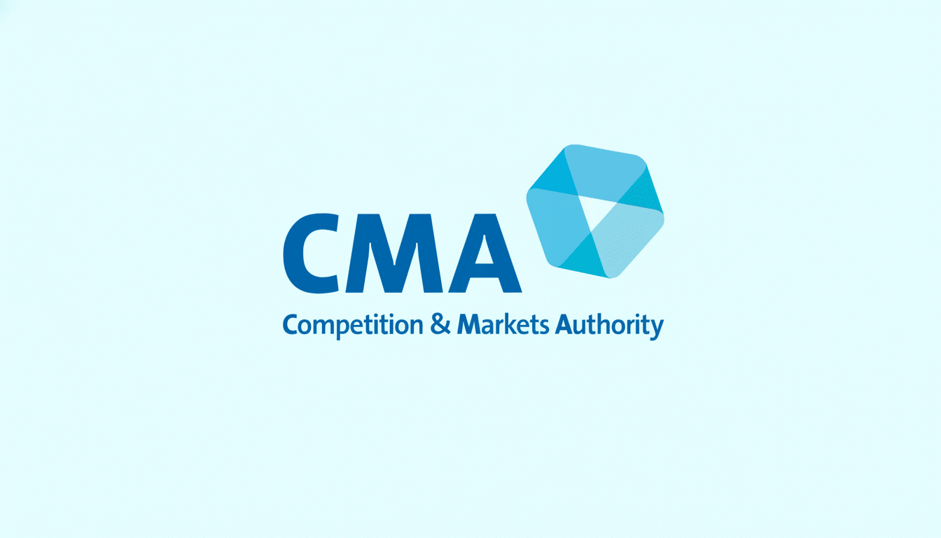 The logo for the Competition & Markets Authority (C MA) on a light blue background . The logo features the text CMA in large , bold blue letters, with Competition & Markets Authority in smaller blue letters below. To the right of C MA is a geometric, diamond- like shape composed of varying shades of blue. Filename : cma logo16 9. png