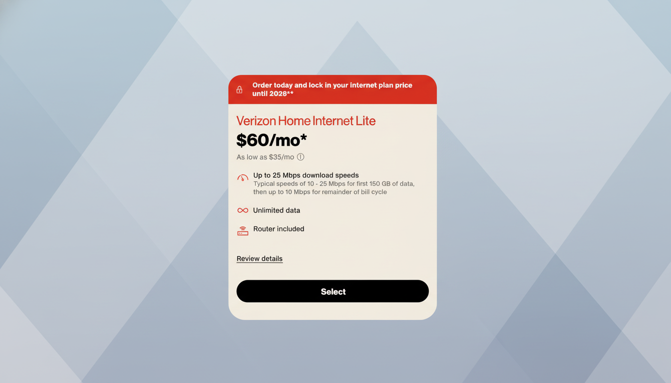Verizon introduces $20 Home Internet Lite plan for affordable home Wi‑Fi