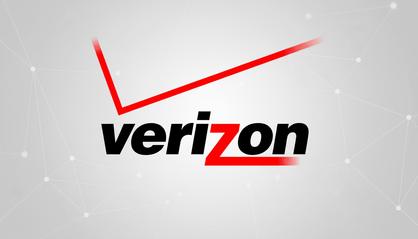 Verizon logo on a professional light gray background with subtle white geometric patterns, resized to a 1 6: 9 aspect ratio.