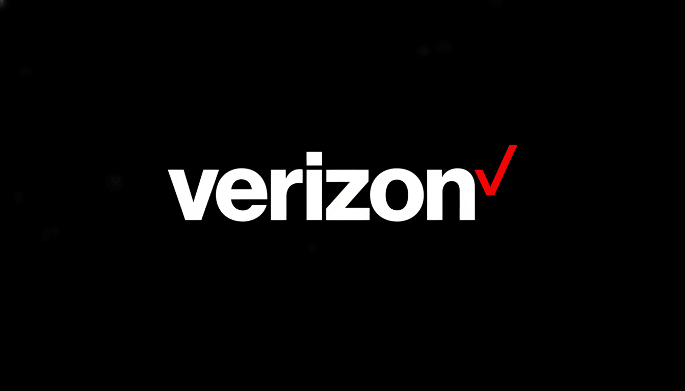 The Verizon logo, with verizon in white text and a red check mark at the end, centered on a black background, resized to a 16: 9 aspect ratio.