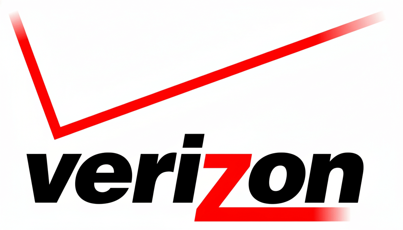 Verizon logo in a 16:9 aspect ratio, featuring the iconic red check mark above the black verizon text with a red z. The background is a clean white.