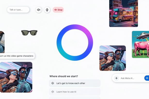 A professional , enhanced image of an AI assistant interface with various image generation examples , resized to a 1 6:9 aspect ratio.