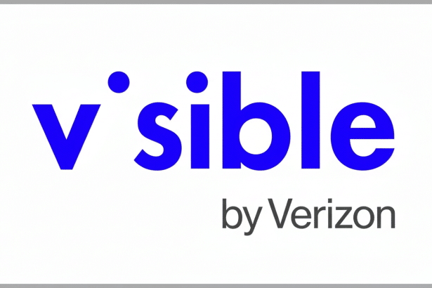 The Visible by Verizon logo in a 16:9 aspect ratio, featuring the word visible in bold blue lowercase letters with apost rophes acting as dots over the ' i's, and by Verizon in smaller gray text below.