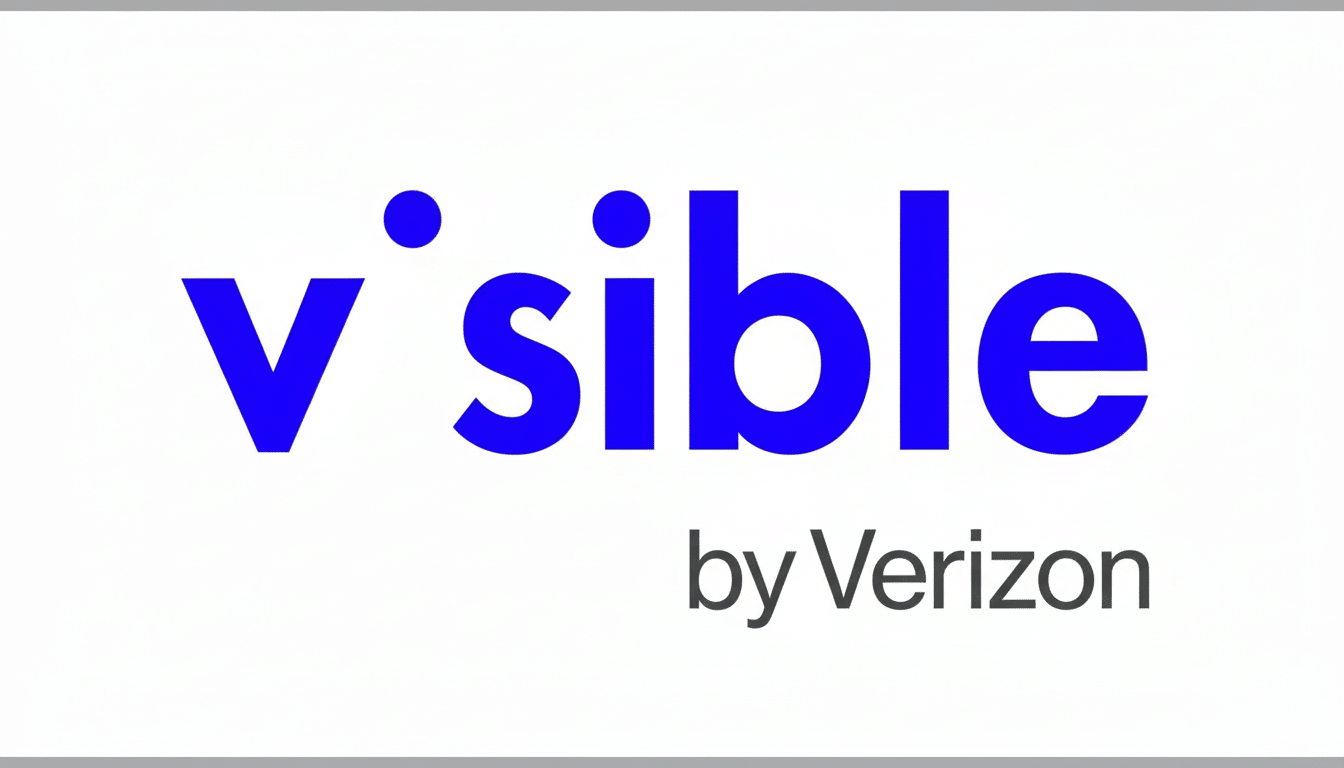 The Visible by Verizon logo in a 16:9 aspect ratio, featuring the word visible in bold blue lowercase letters with apost rophes acting as dots over the ' i's, and by Verizon in smaller gray text below.