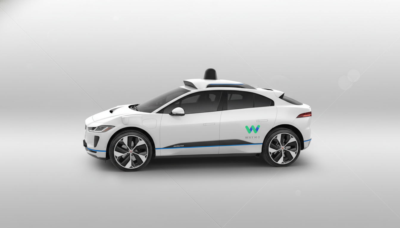 Waymo self-driving robotaxi on city street, focus on safety
