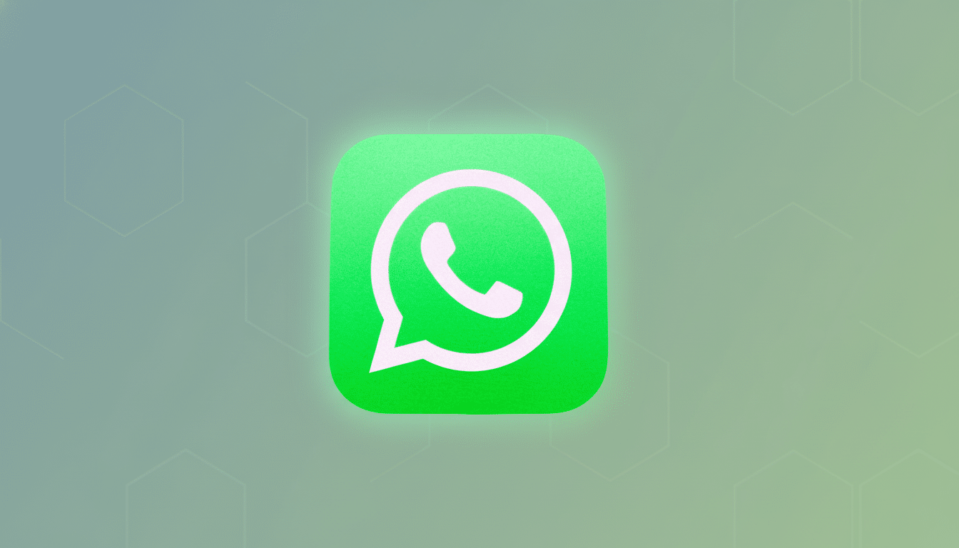 The WhatsApp logo on a gradient background with soft hexagonal patterns. Filename : whatsapplogo professional . png
