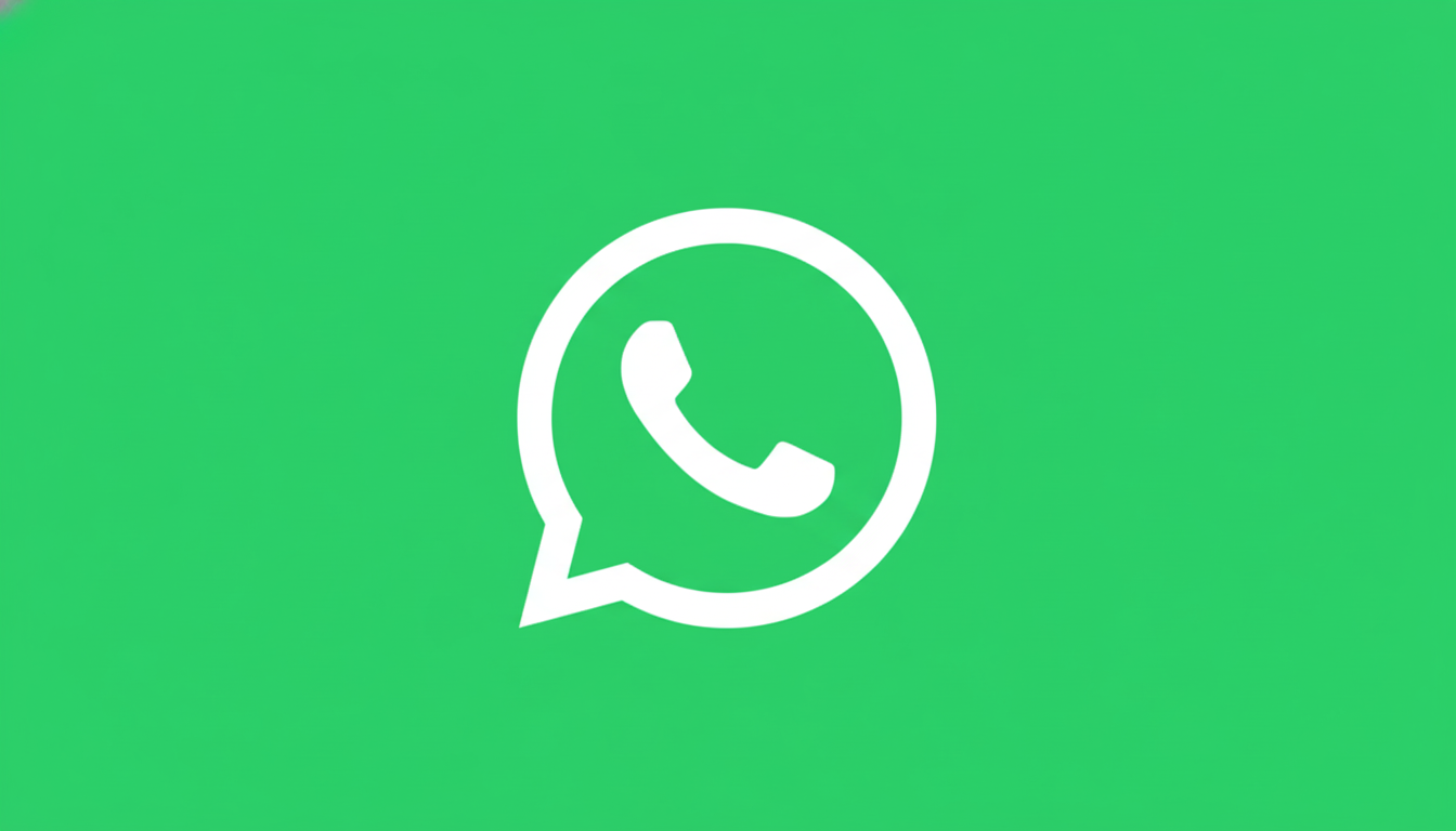 The WhatsApp logo, a white phone icon inside a speech bubble, centered on a solid green background, resized to a 16:9 aspect ratio.