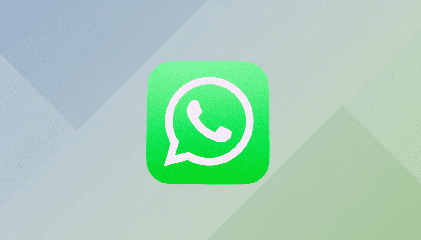 The WhatsApp logo with a white phone icon in a green speech bubble, presented on a professional flat design background with a soft blue and green gradient.