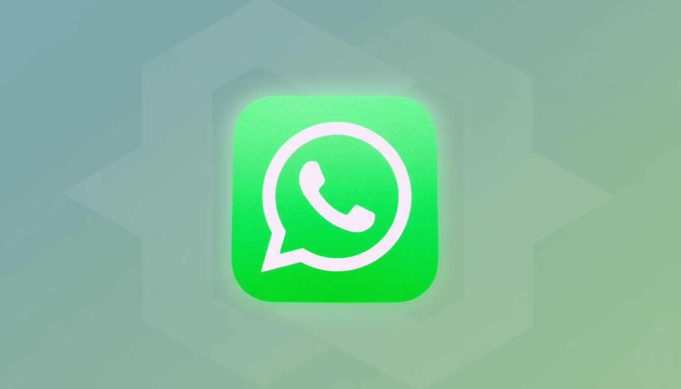 Text : WhatsApp logo on a professional flat design background with soft patterns and gradients. File