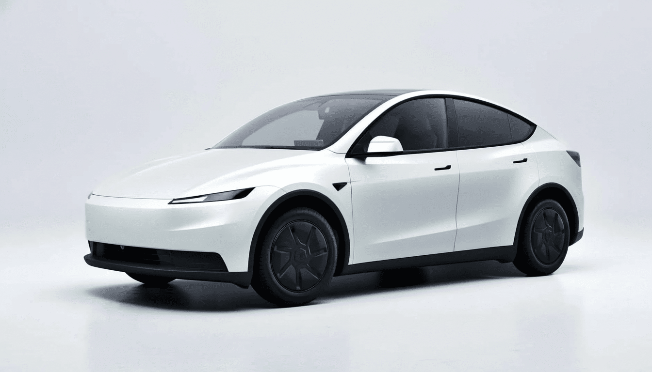 A white electric vehicle with black wheels and a black roof, presented in a clean and professional manner.