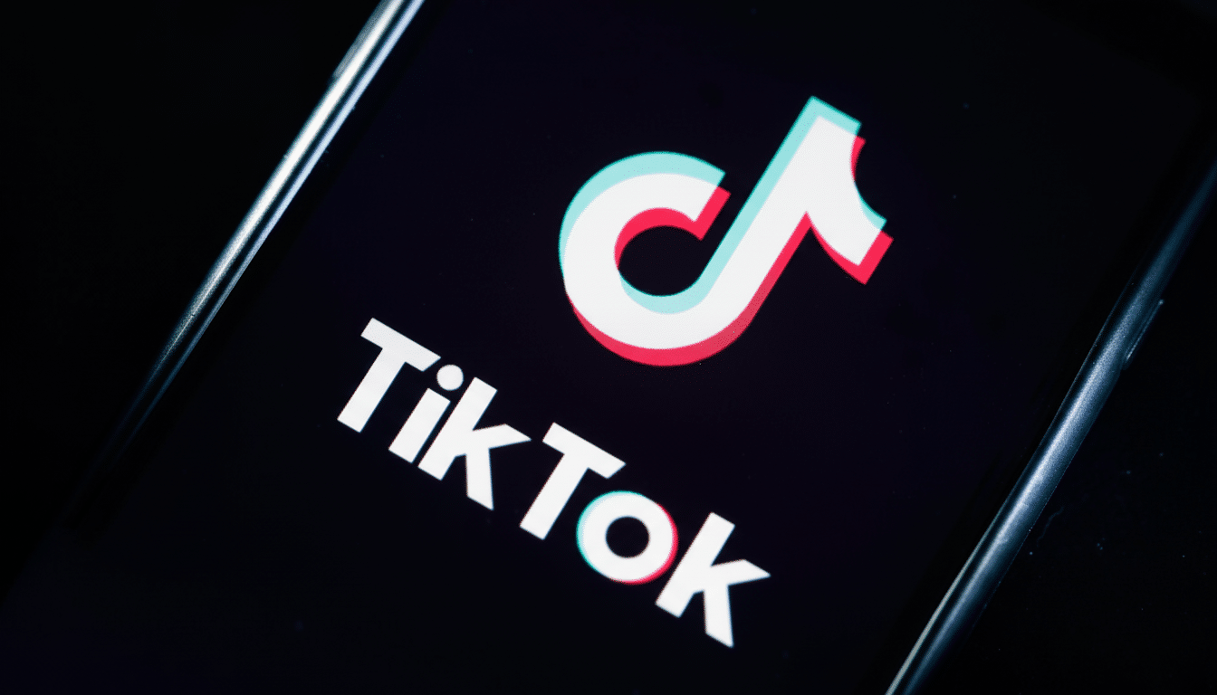 The TikTok logo, featuring a white musical note icon with subtle red and blue outlines , against a black screen of a smartphone, set to a 1 6:9 aspect ratio. Filename : tiktoklogo 16 9. png