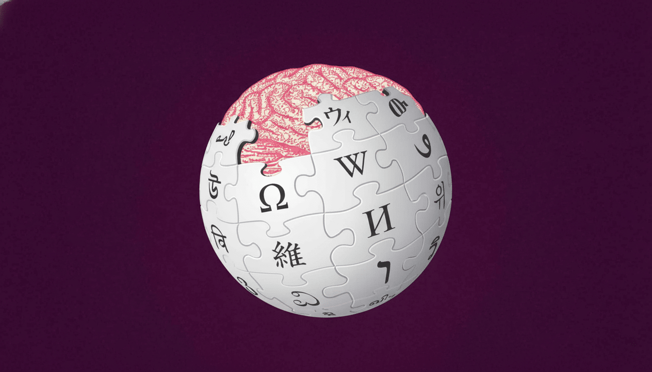 alt text: Wikipedia puzzle globe with a visible pink brain pattern , presented against a profession