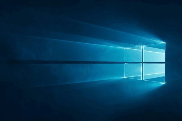 Light from the Windows logo on a dark blue background. Filename : windowslogo darkblue backgroun