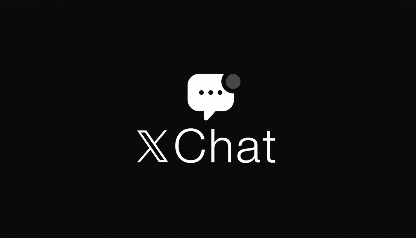 X Chat logo on a black background, resized to 16 :9 aspect ratio .
