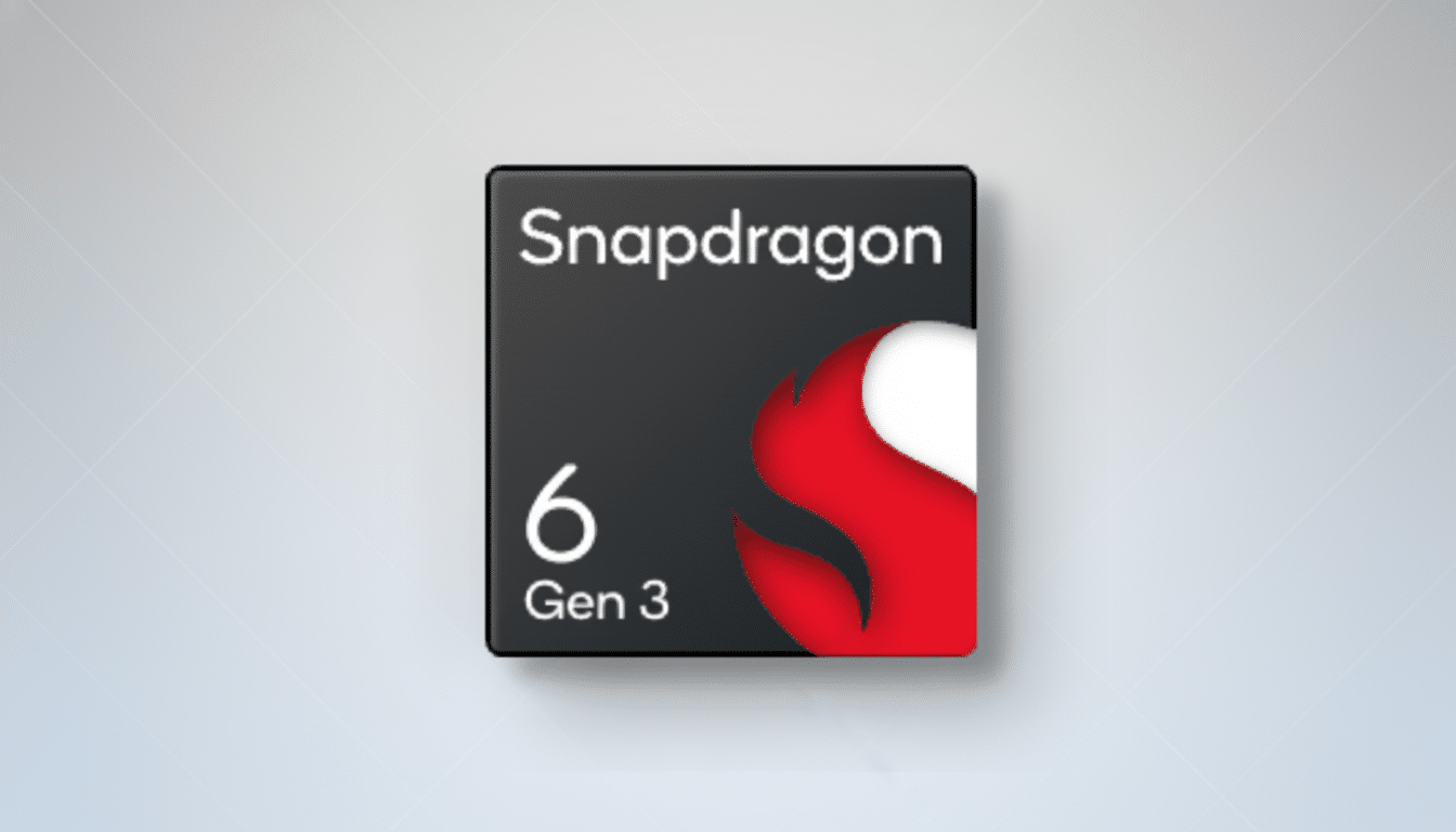 The Snapdragon 6 Gen 3 logo, a black square with Snapdragon at the top and 6 Gen 3 below it in white text, next to a red and white stylized S or flame