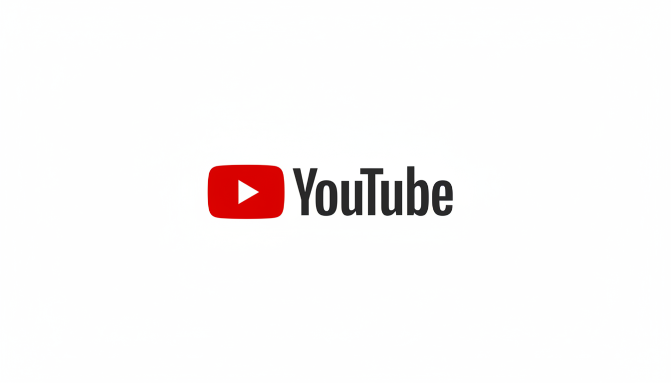 The YouTube logo, featuring a red play button icon next to the word YouTube in black text, centered on a white background with a 16:9 aspect ratio.