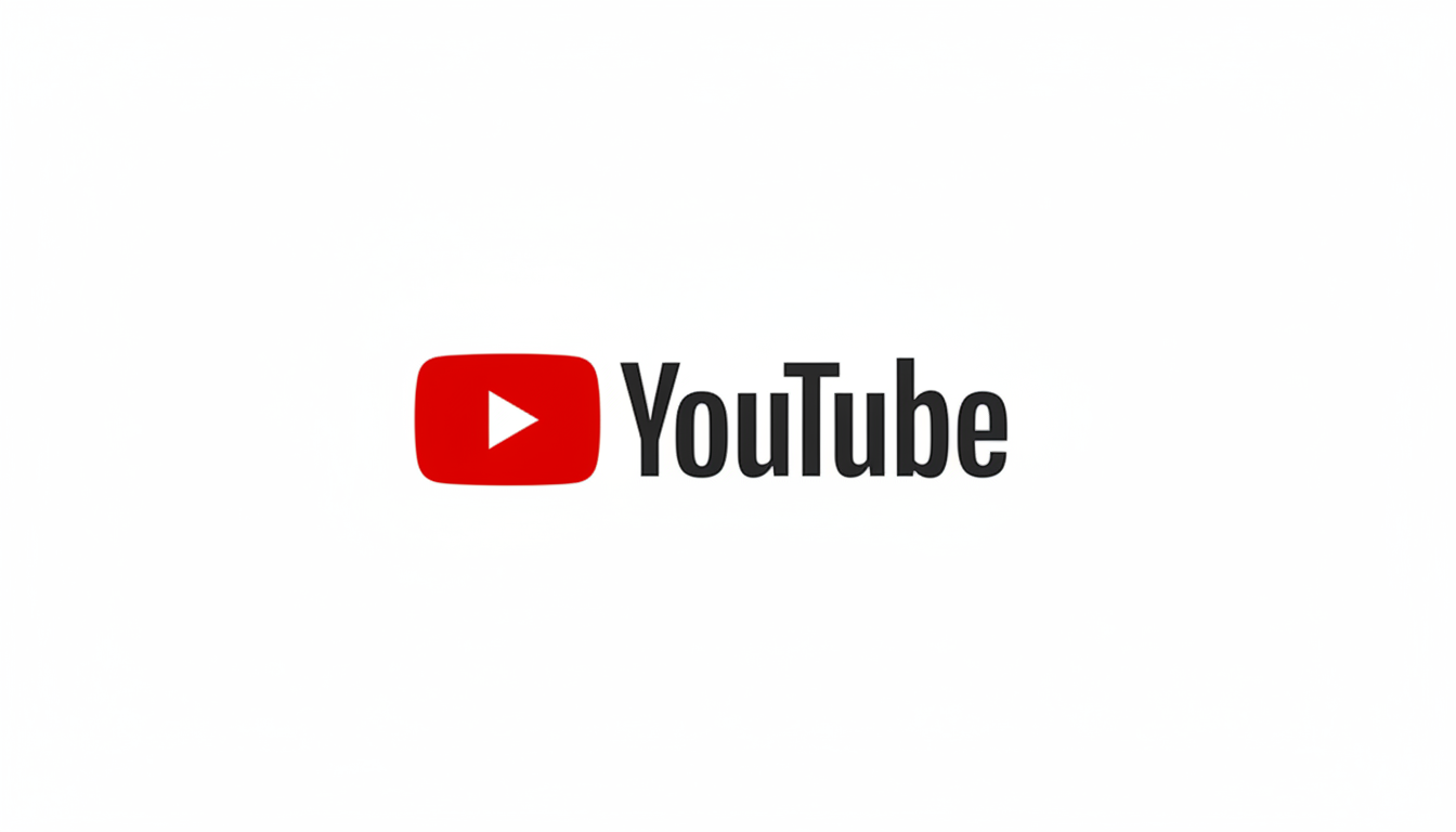 The YouTube logo, featuring a red play button icon next to the word YouTube in black text, centered on a white background with a 16:9 aspect ratio.