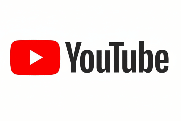 The YouTube logo, featuring a red play button icon next to the word YouTube in black text , all on a white background .