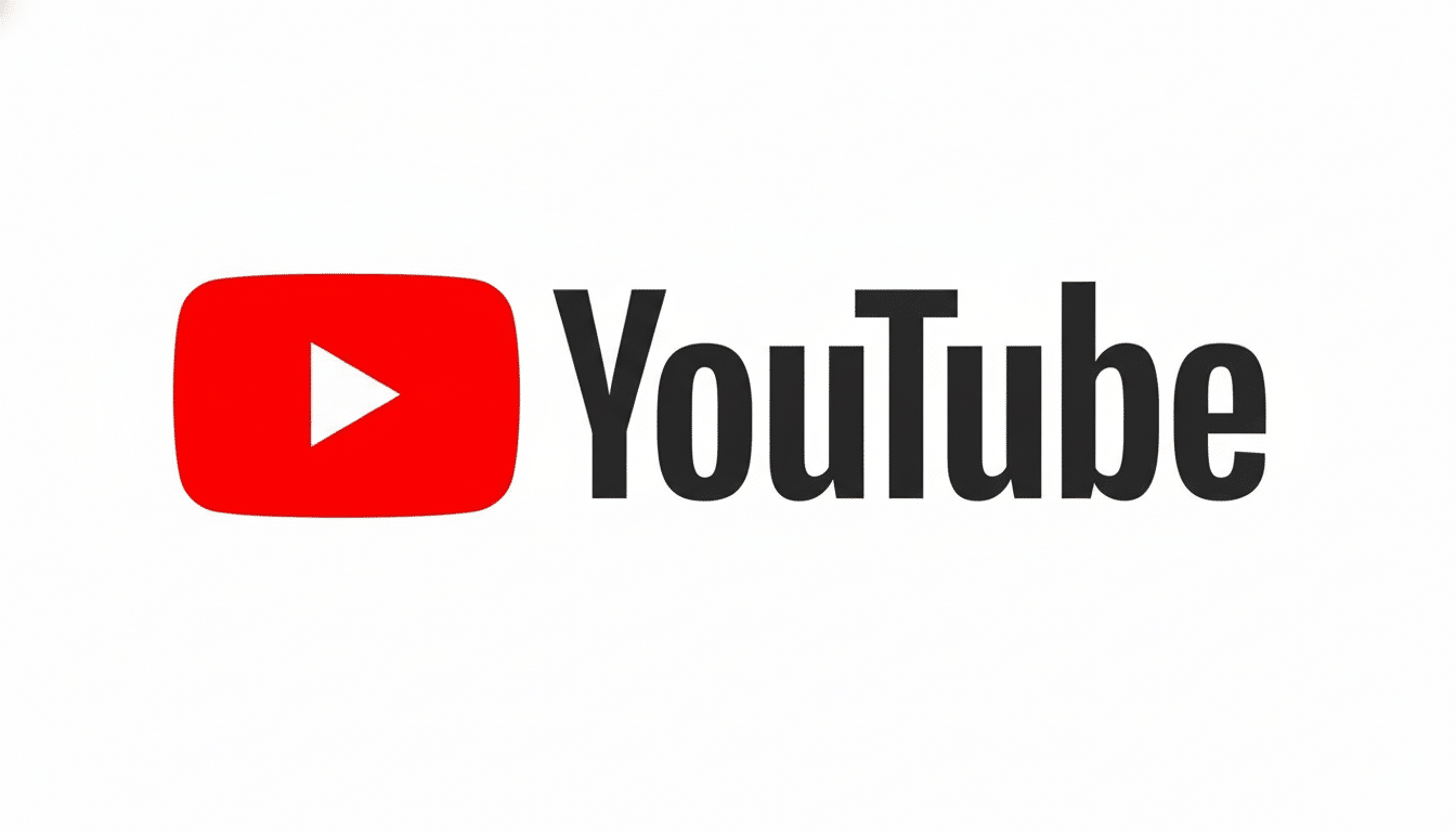 The YouTube logo, featuring a red play button icon next to the word YouTube in black text , all on a white background .