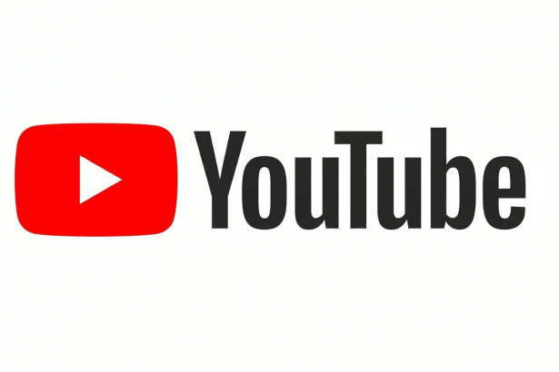 YouTube logo with a red play button icon and black YouTube text on a white background, resized to