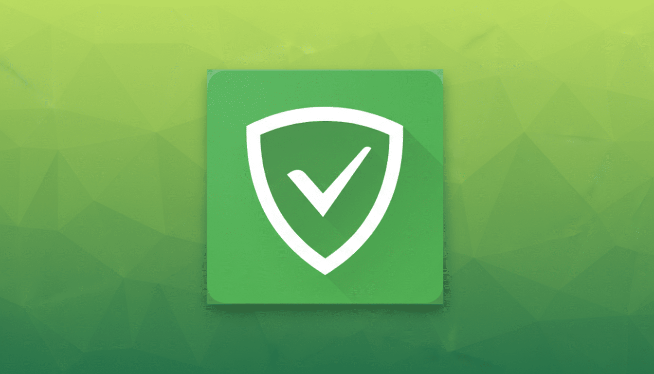 A green shield icon with a white checkmark in the center, presented on a professional green gradient background with soft geometric patterns.