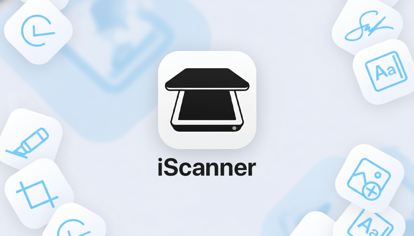 iScanner app on iPhone scanning a document, 80% off deal
