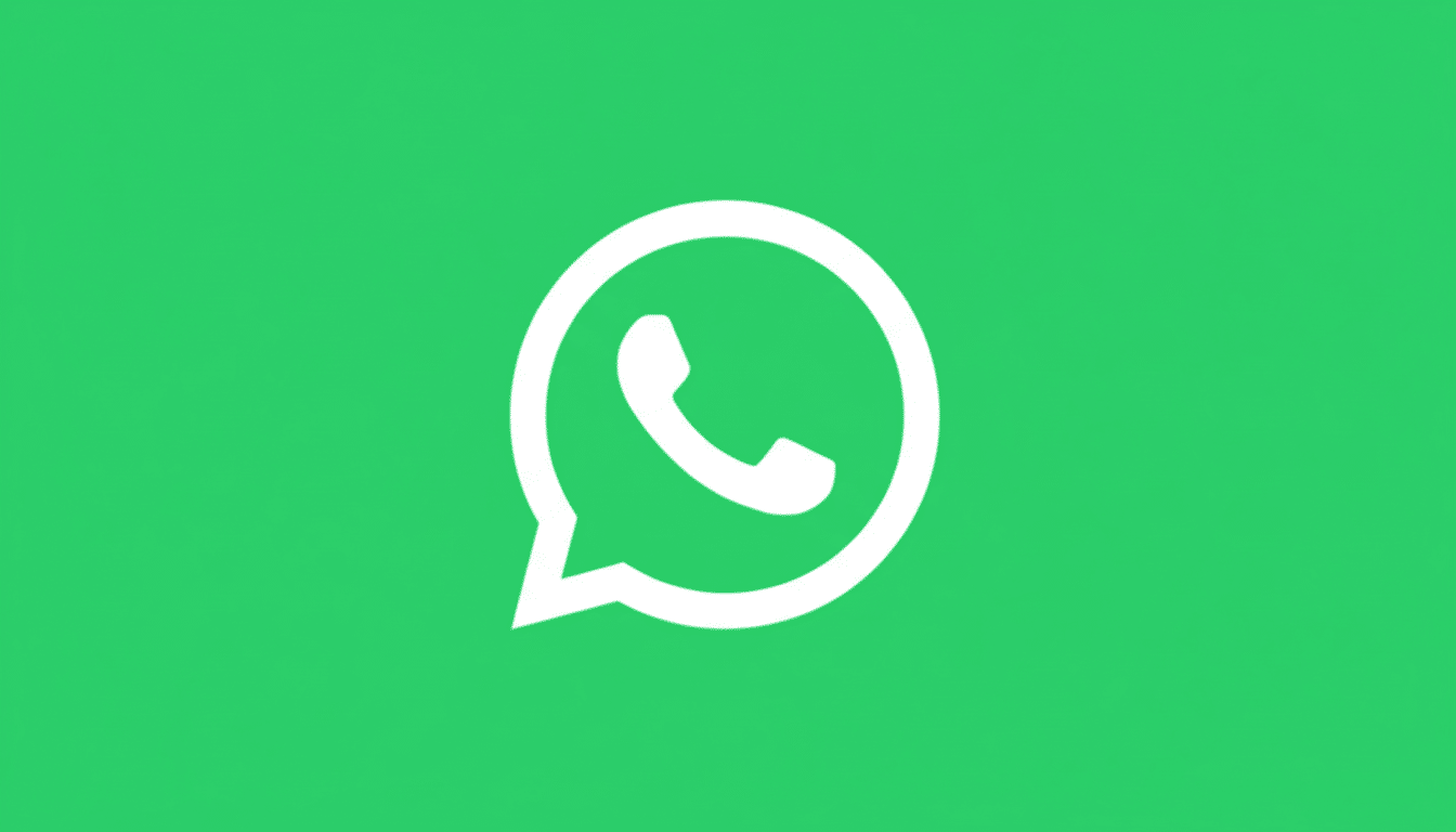 The WhatsApp logo, a white telephone icon inside a speech bubble, centered on a solid green background, resized to a 16:9 aspect ratio.
