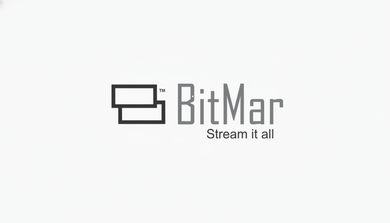 The BitMar logo, featuring two overlapping rectangles and the text BitMar Stream it all, presented on a clean white background with a 16:9 aspect ratio.